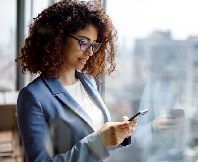 Female checking her credit score for free